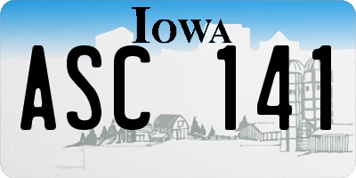 IA license plate ASC141