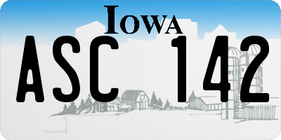 IA license plate ASC142