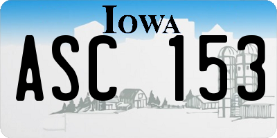 IA license plate ASC153