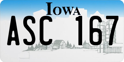 IA license plate ASC167