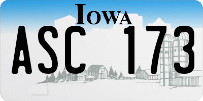 IA license plate ASC173