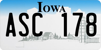 IA license plate ASC178