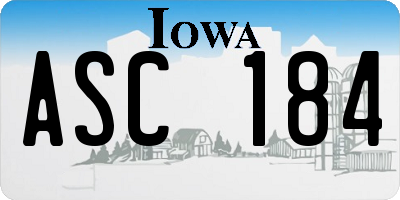 IA license plate ASC184