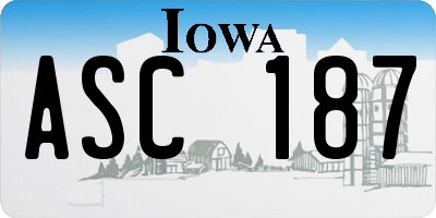 IA license plate ASC187