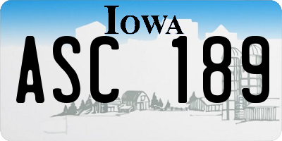 IA license plate ASC189