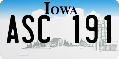 IA license plate ASC191