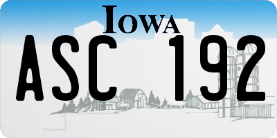 IA license plate ASC192