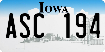 IA license plate ASC194