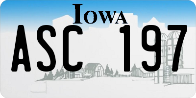 IA license plate ASC197