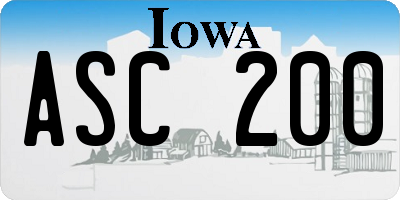 IA license plate ASC200