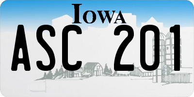 IA license plate ASC201