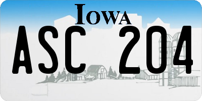 IA license plate ASC204