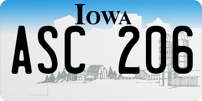 IA license plate ASC206