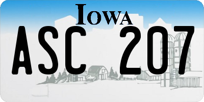 IA license plate ASC207