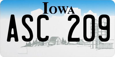 IA license plate ASC209