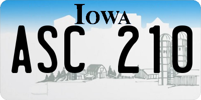 IA license plate ASC210