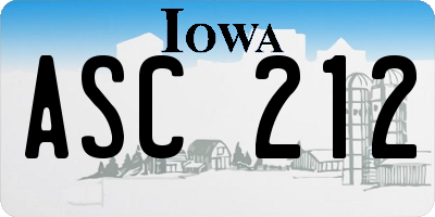 IA license plate ASC212
