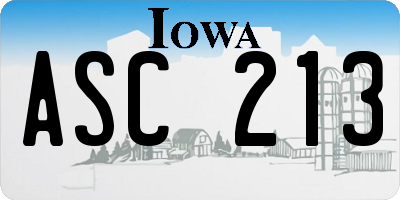 IA license plate ASC213