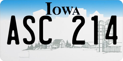 IA license plate ASC214