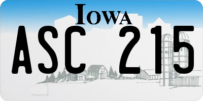 IA license plate ASC215