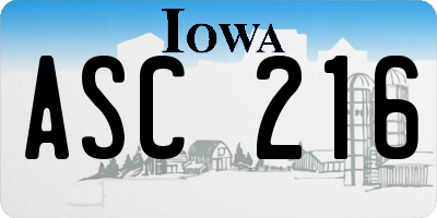 IA license plate ASC216