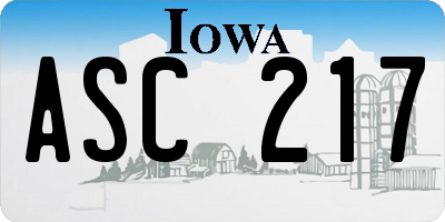 IA license plate ASC217