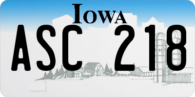 IA license plate ASC218