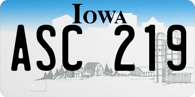 IA license plate ASC219