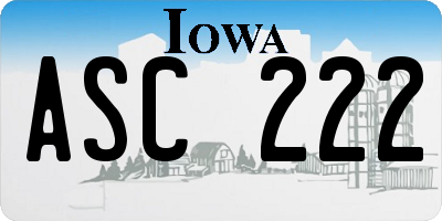 IA license plate ASC222
