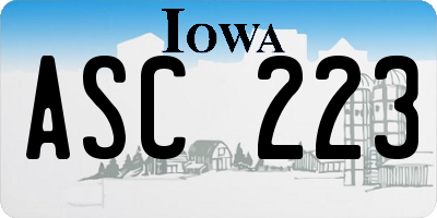 IA license plate ASC223