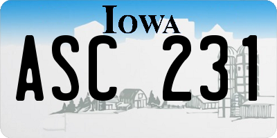 IA license plate ASC231