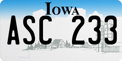 IA license plate ASC233