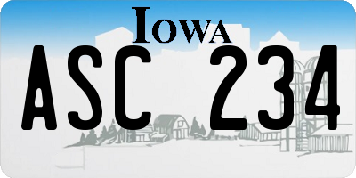 IA license plate ASC234