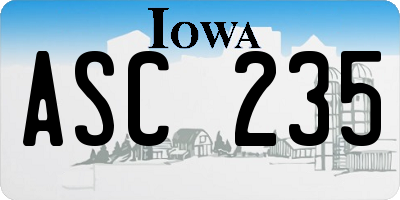 IA license plate ASC235
