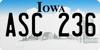 IA license plate ASC236