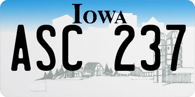 IA license plate ASC237