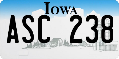 IA license plate ASC238