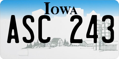IA license plate ASC243