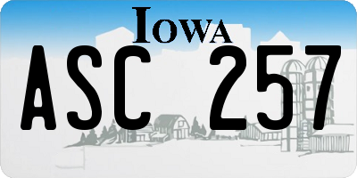 IA license plate ASC257