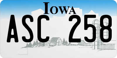 IA license plate ASC258