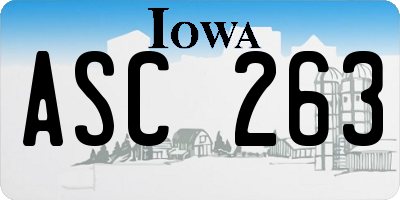 IA license plate ASC263