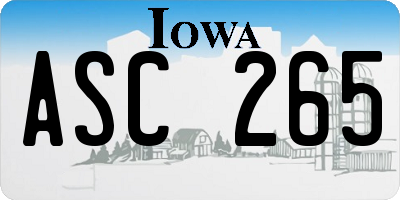 IA license plate ASC265