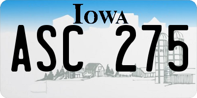 IA license plate ASC275
