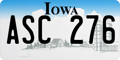 IA license plate ASC276