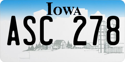 IA license plate ASC278