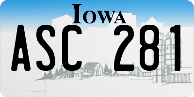 IA license plate ASC281