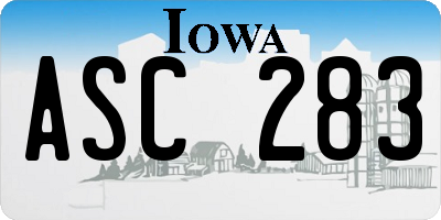 IA license plate ASC283