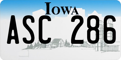 IA license plate ASC286