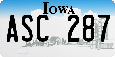IA license plate ASC287