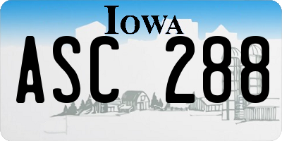 IA license plate ASC288